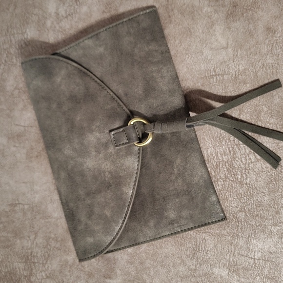 Anthropologie Metallic Envelope Clutch Bag with a Distressed Finish and a Tassel - Picture 10 of 10
